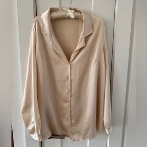 Silky Cream Button-Up Blouse